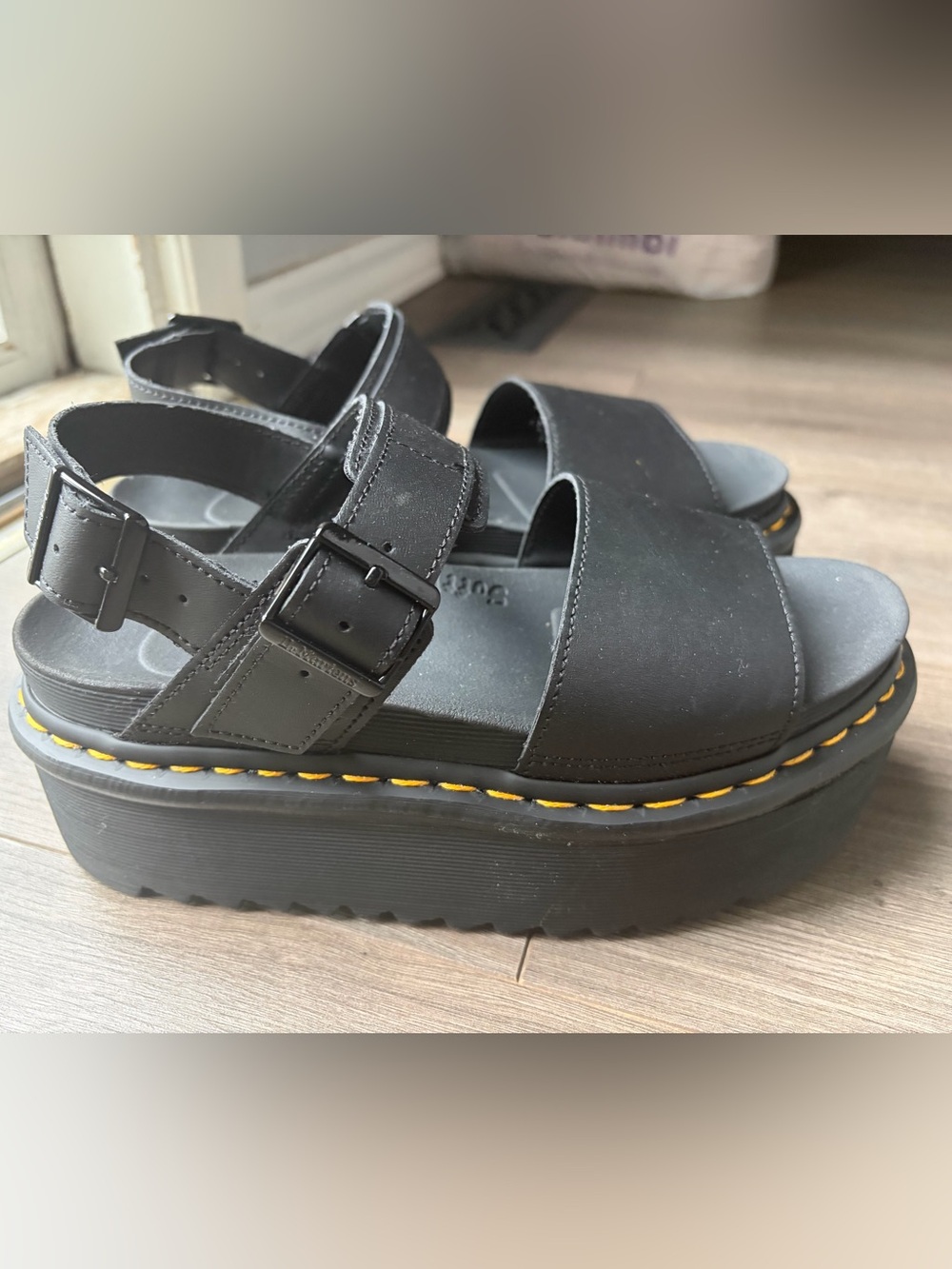 Dr. Martens Voss Quad Black Platform Sandals